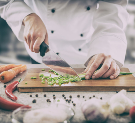 chef cooking food kitchen restaurant cutting cook hands hotel man male knife preparation fresh preparing concept - stock image